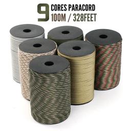 Paracord militar para sobrevivência ao ar livre, cabo paraquedas tático, acessórios de acampamento, corda de tecelagem DIY, equipamento de sobrevivência, 50 m, 650, 9 Strand, 4mm - Image 1