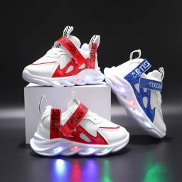 Crianças respirável casual tênis esportivos das crianças sapatos de luz brilhante para meninos tênis de luz brilhante das crianças novos sapatos de luz led - Image 2