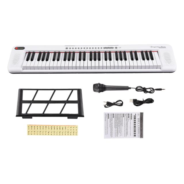 Piano Eletrônico Multifuncional Portátil com Teclado Iluminado e 61 Teclas