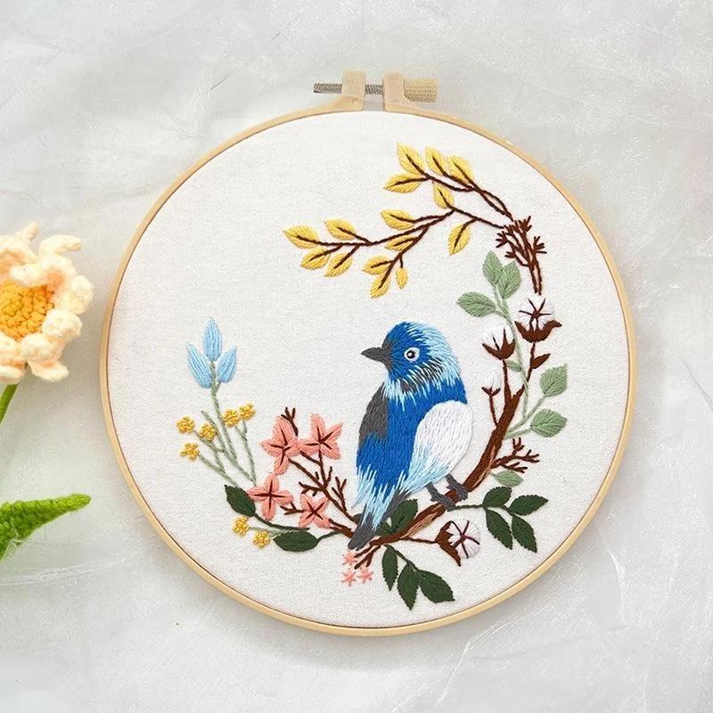 Kit Bordado para Artesanato, Conjunto de Costura Prático, Beija-flor e Flor, Cross Stitch Starter Kits com Padrões e Instruções - Image 1