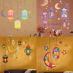 Kareem-adesivos de parede para ramadan kareem, colorido, lua, estrela, eid mubarak, decoração do partido muçulmano, novo design, 2024 - Image 1