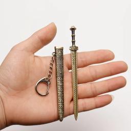 Mini Modelo Espada Chinesa Antiga, Decoração de Ornamento, Arma Histórica, Artesanato em Casa, Chaveiro, Novo, 12cm - Image 2