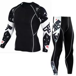 Ternos de Compressão Sportswear para Homens, Ginásio Calças Justas Roupas De Treinamento, Workout Jogging Sports Set, Running Rashguard Treino - Image 3
