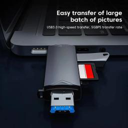 OTG 6 em 1 Tipo C SD TF Leitor de cartão Micro USB Flash Drive Adaptador 5 Gbps Transferência de alta velocidade Leitor de cartão multifuncional - Image 5