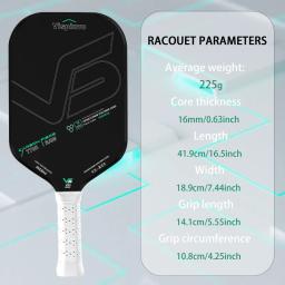 Pá de pickleball profissional |   Fibra de carbono T700 |   Raquete de pickleball competitiva com certificação USAPA para jogadores graves. - Image 3