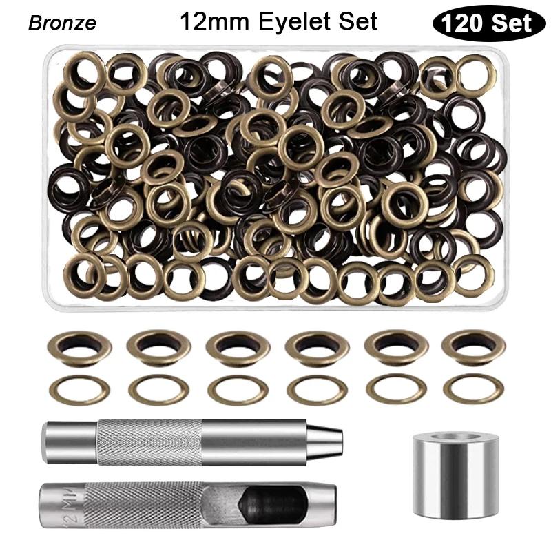 120 conjunto de ilhós de metal ilhós com arruela ilhós punch tool kit para diy leathercraft acessórios roupas sapatos cinto saco - Image 1