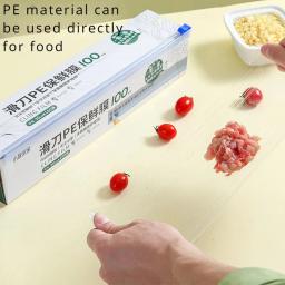 Saran-Microwavable Cling Film Wrap com cortador deslizante removível, Filme plástico transparente de embrulho de alimentos, Mantenha o alimento Fres - Image 3