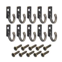 Pequeno gancho antigo ganchos de parede, fivela curva, fecho de chifre, gancho para caixa de jóias de madeira, hardware para casacos e roupas, 10pcs - Image 2