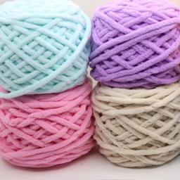 Fio Chenille para Tricô Cachecóis e Cobertores, Fio Chunky Vegan, Materiais Jumbo, 100g, 100% Poliéster - Image 1
