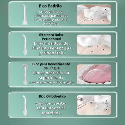 Fio dental de água com raspador de língua e 10 peças de escovas interdentais palhetas de dentes 8 jatos 3 modos de higiene bucal Lavador de boca portátil sem fio fio dental de água para limpador de dentes Ipx7 - Image 2
