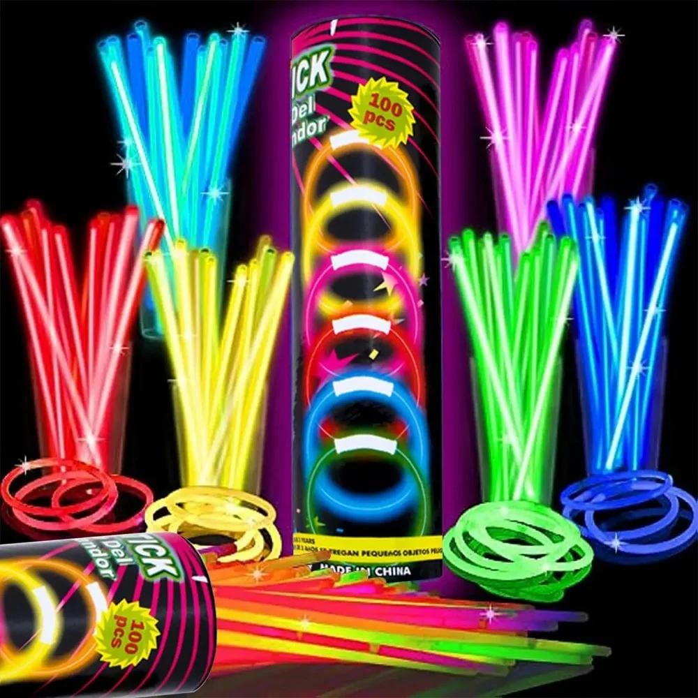 Acessórios para festas com conectores para crianças e adultos, colares e pulseiras Glow, decoração de festa, Night Glow, 100 peças - Image 1