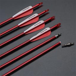 Tiro com arco 31.5 "vermelho trançado padrão setas de carbono para ao ar livre tradicional longbow recurvo tiro setas de carbono acessórios - Image 2