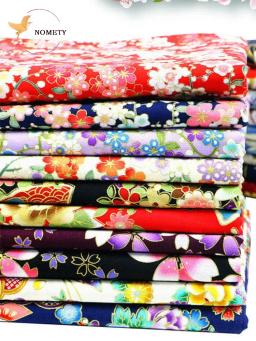 Tecido de algodão bronzeado impresso para DIY Patchwork, estilo japonês, padrão floral pano para costura, quimono vestido, sacos, feitos à mão, 145x50cm - Image 6
