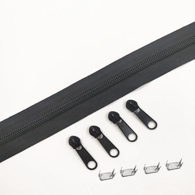 Zíperes de Nylon de 1 a 10 metros com Sliders - Acessórios de Costura em Pacotes de 4 a 40 Unidades