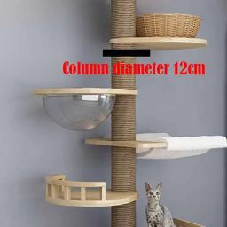 Armação de escalada de madeira para gatos Torre de árvore extra grande Arranhador Brinquedo de gatos Móveis de casa de ocultação Suprimentos de treinamento para gatos 260-270cm - Image 6