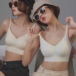 Sutiãs acolchoados sem costura ultrafinos para mulheres, roupas íntimas de seda gelo, lingerie sexy no peito pequeno, sutiã push up, tops de tubo, íntimas - Image 4