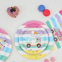 Verão Ice Cream Theme Party Talheres descartáveis Placas de papel Copos Festa de aniversário de casamento Decoração Baby Shower Talheres Suprimentos - Image 6