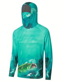 Camisa de pesca com capuz roupas de pesca ao ar livre verão máscara com capuz sol proteção uv desempenho camisa - Image 2