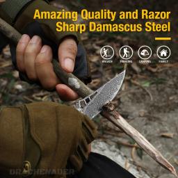 DRACHENADER Vg10 Damasco Canivete para Homens, Faca Dobrável de Autodefesa, Multiferramenta Edc, Facas de Acampamento ao Ar Livre com Bainha - Image 5