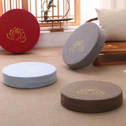 Almofada de meditação para ioga, redonda, espessada, bordada, lótus, com encosto e travesseiro, 40*6cm, tatami é removível e lavável - Image 3
