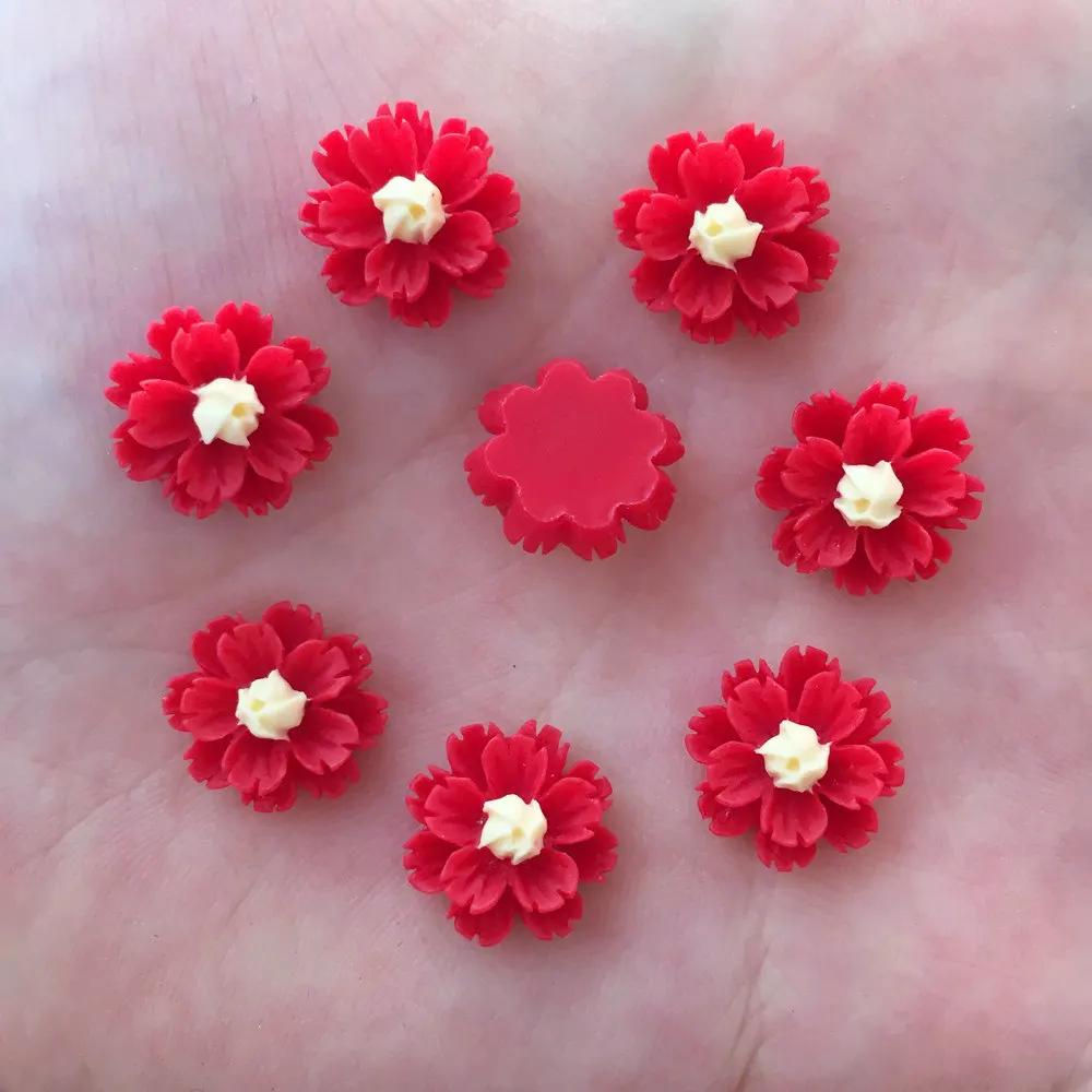 120 peças resina 13mm flor 3d enfeite de pedra com parte traseira lisa faça você mesmo artesanato para scrapbook r92 * 3 - Image 1