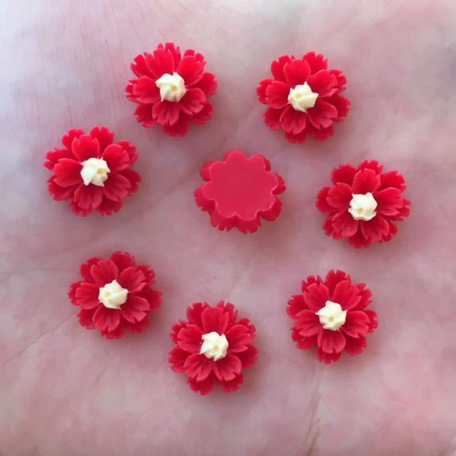 Peças de Resina 3D em Forma de Flor - Kit com 120 Unidades de 13mm para Artesanato e Scrapbook