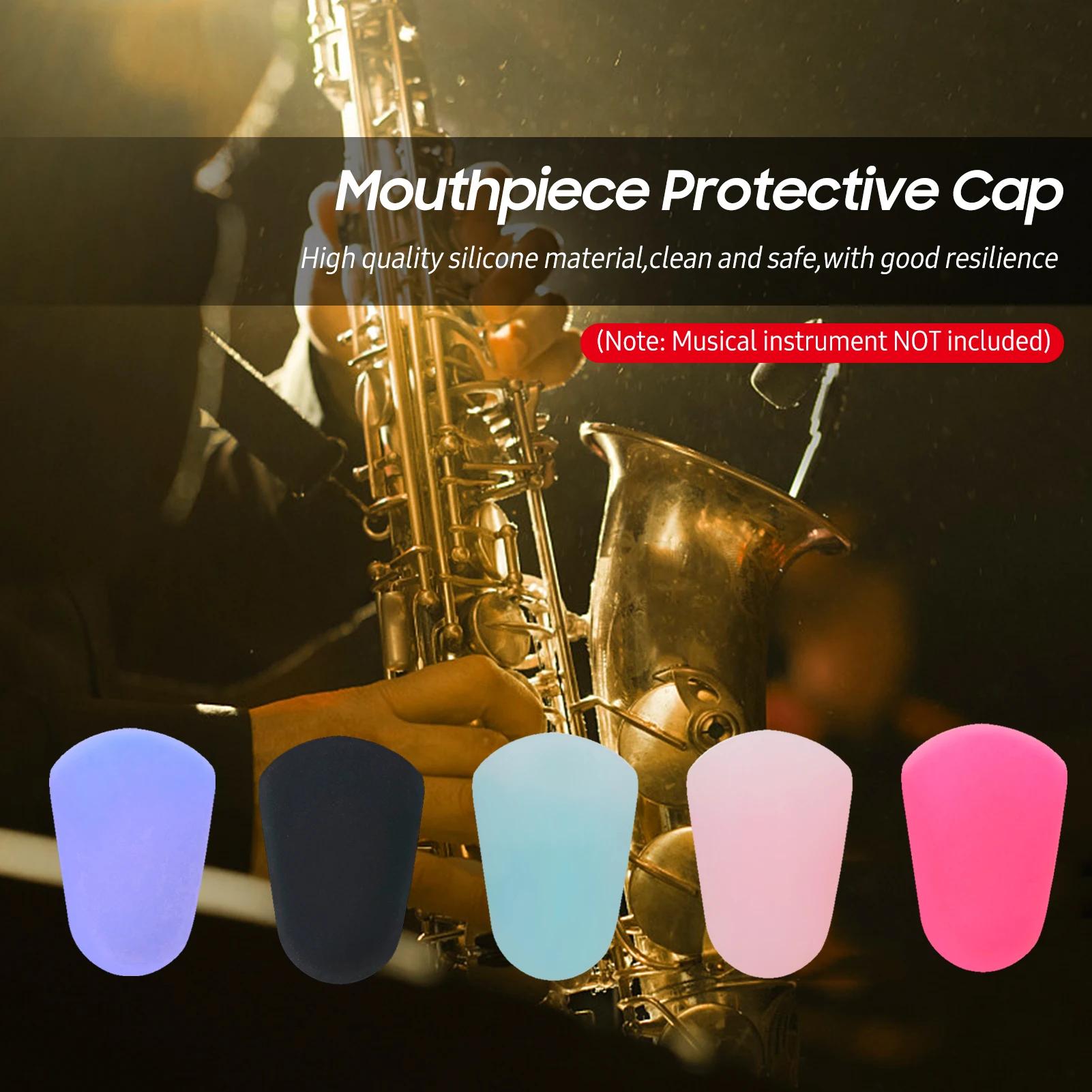 5 pçs bocal capa protetora saxofone clarinete bocal protetor de silicone acessórios instrumento vento (cor aleatória) - Image 1