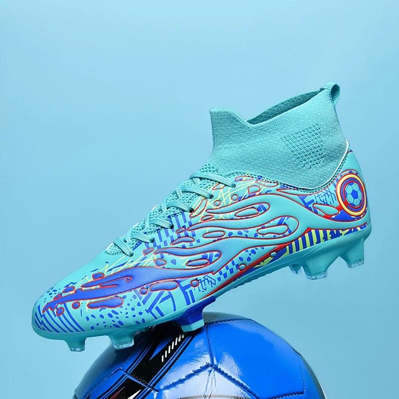 Botas de futebol masculino de treino profissional, sapatos de futebol ao ar livre ultraleves, antiderrapantes, chuteiras de cano alto, pontas longas, novas - Image 1