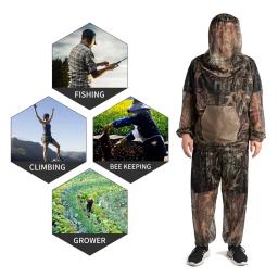 Roupas de pesca usar bens equipamentos verão anti-mosquito pesca ghillie terno roupas de caça camuflagem terno acampamento malha - Image 2