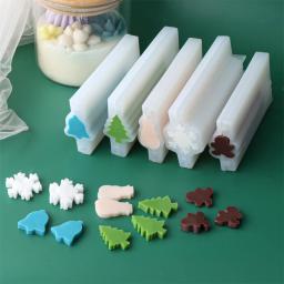 Natal tubo de silicone coluna sabão vela molde mini boneco de neve sino floco de neve forma da árvore de natal incorporar sabão fazendo suprimentos molde de tubulação - Image 2