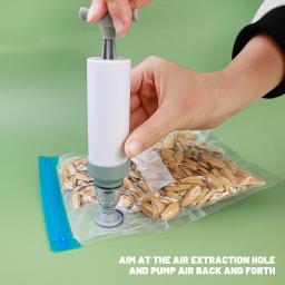 Saco aferidor a vácuo reutilizável para cozinha, Armazenamento de alimentos, Zipper Bag, Bomba de válvula de ar, Manutenção fresca, legumes, carne, lanche - Image 2