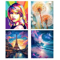 Kit Paint by Numbers para adultos, kits de pintura iniciantes, hobbies DIY para mulheres, lona sem moldura, 1pc - Image 1