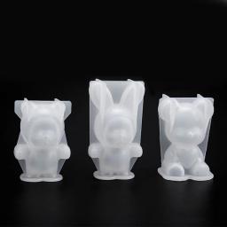 Molde de silicone 3d diy geométrico tridimensional urso veado gato porco coelho animal molde jóias ferramenta de decoração de bolo coelhinho da páscoa - Image 5