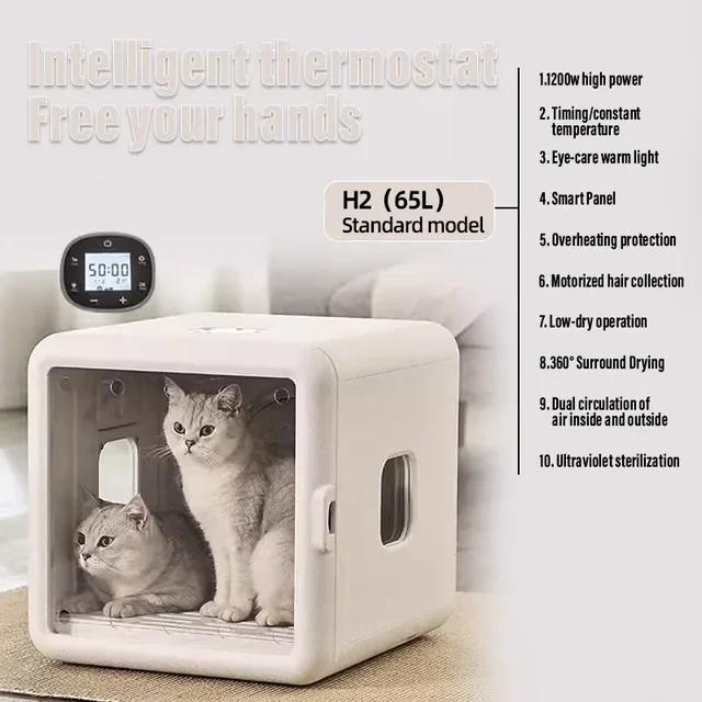 Secador Automático Inteligente para Pequenos Animais com Controle de Temperatura - Capacidade de 65L