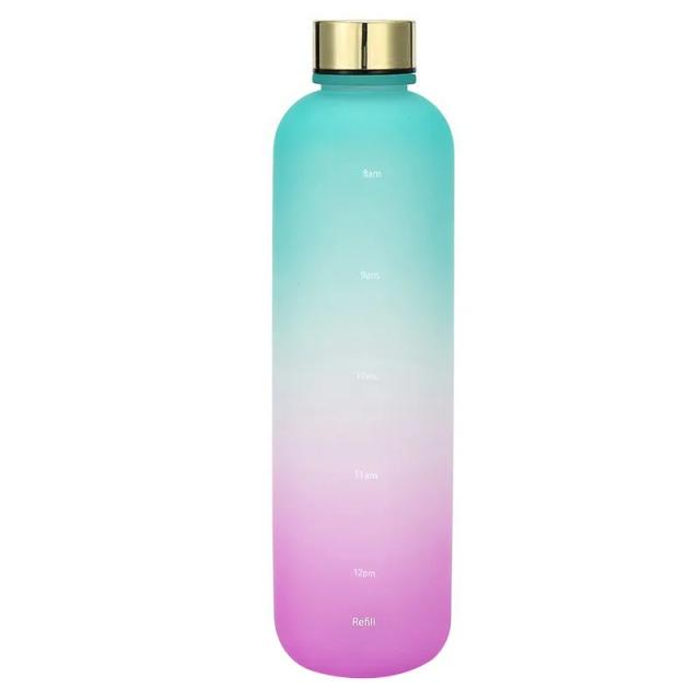 Garrafa de Água Motivacional com Marcação de Tempo, Reutilizável e Sem Vazamento para Fitness e Viagens - 1L, 32 oz