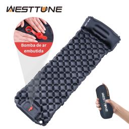 Almofada de dormir ao ar livre acampamento colchão inflável bomba embutida ultraleve almofada de ar esteira de viagem com encosto de cabeça para viagens caminhadas - Image 1