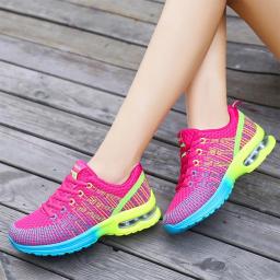 Mulheres Almofada De Ar Running Shoes para Tênis Moda Sneakers Lace Up Leve Respirável Lazer Ginásio Walking Shoes - Image 5