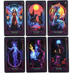 Inspirado Neon Tarot Baralho, Jogos de Adivinhação, Festa, Desktop Toy, Entretenimento Lazer, 18 + 78 Cartões, Sobre 10x6cm - Image 5