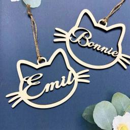 Ornamento de madeira personalizado para crianças, nome personalizado, pingentes pendurados, cachorro, gato, asas de anjo, vintage, natal, presente de ano novo - Image 6