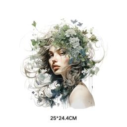 Adesivos de vinil de transferência de calor para meninas, fotos de arte da natureza e magia, Patches térmicos para roupas, DIY T-shirt Applique, 25cm - Image 2