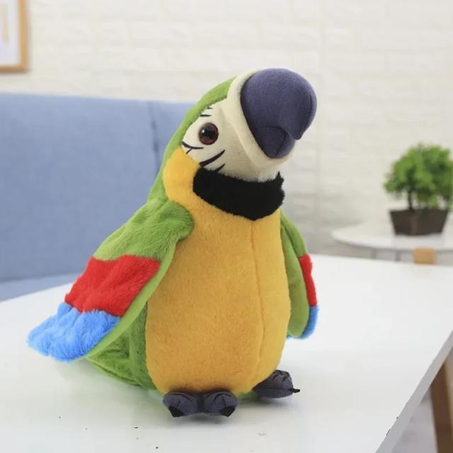 Brinquedo de Pelúcia Falante Arara Papagaio Eletrônico Animado - Gravação e Repetição