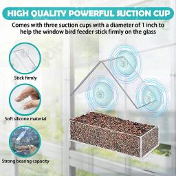 Alimentador de pássaros selvagem janela transparente ao ar livre, Ventosas removíveis, Sliding Automatic Birds Feed Tray para Jardim Pátio e Quintal - Image 3