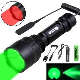 LED Lanterna de Caça Tática, Tiro Scout Lights Set, USB Tocha Recarregável, Verde, Vermelho, Branco, C8, 350LM, 600-800 Yards Range - Image 1