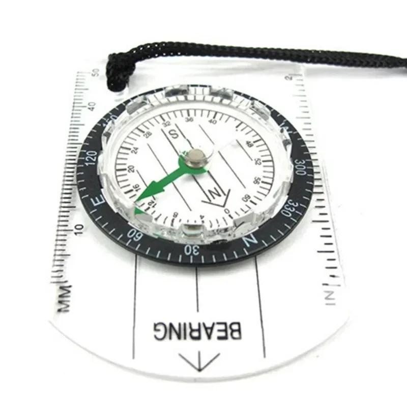 Bússola de plástico transparente para camping e caminhadas ao ar livre Kits de bússola militar Pegada proporcional Ferramentas de viagem - Image 1