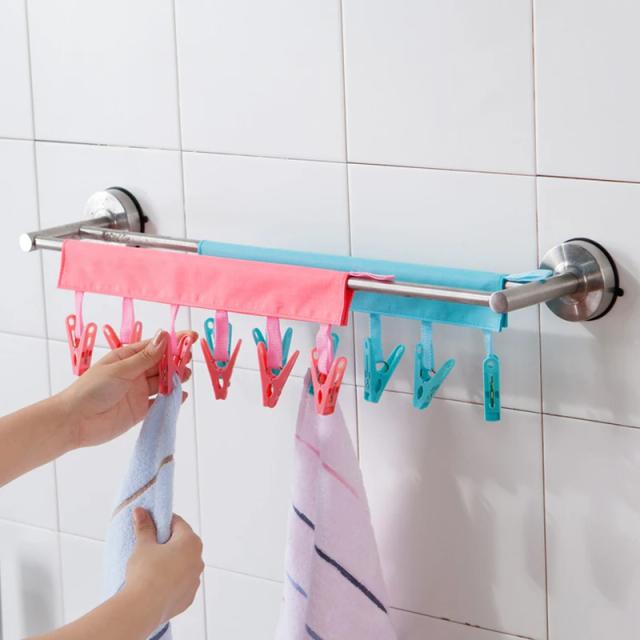 Cabide Dobrável com 6 Clipes para Secagem de Meias - Rack Multifuncional Ideal para Viagens, 1 Unidade