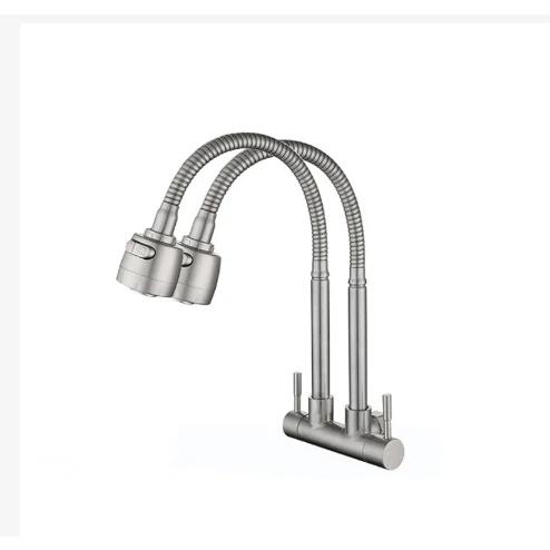 Torneira Gourmet com Parede Flexível e Rotação de 360 Graus para Cozinha - Instalação de Parede com Tomada Dupla Ajustável