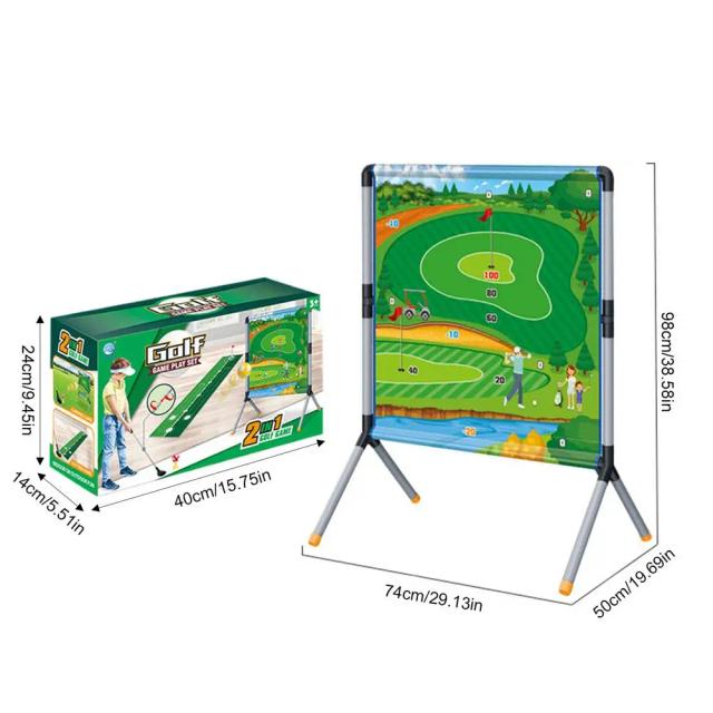 Jogo de Golfe de Quintal - Tapete de Batida e Colocação com Bolas e Acessórios
