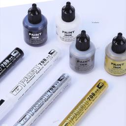 Canetas marcadoras de tinta metálica com conjunto de tinta ouro prata branco permanente 2mm marcadores de arte para mangá artesanato scrapbooking materiais de arte - Image 6