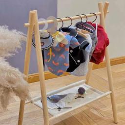 Cabide para animais de estimação rack de armazenamento de espaço para animais de estimação forte durável cão gato roupas cabide roupas do bebê crianças armário de madeira carrinho cabide rack - Image 4