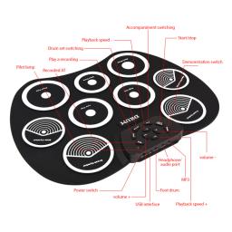 Conjunto de bateria eletrônica, bateria laminada à mão, interface midi de 9 almofadas, suporta jogos dtx, conjunto de bateria portátil, presentes com pedais de baquetas - Image 5